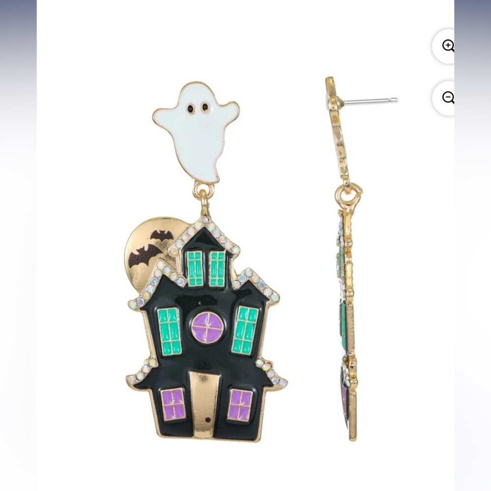 Way to Celebrate Halloween Haunted House Earrings with Ghost 👻